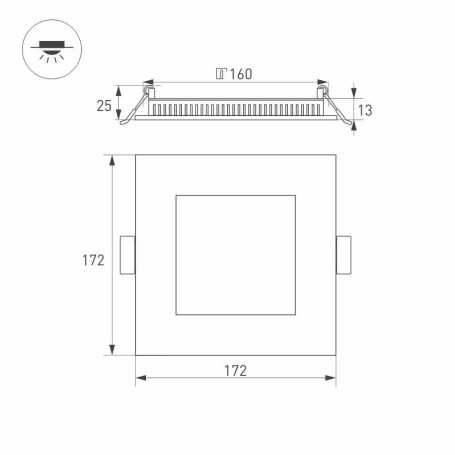 Встраиваемый светодиодный светильник Arlight DL-172x172M-15W White 020131