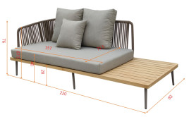 Диван Bayley трехместный левосторонний уличный серый