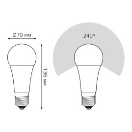 Лампа светодиодная Gauss E27 25W 4100K матовая 73225