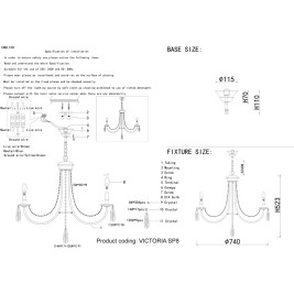 Подвесная люстра Crystal Lux Victoria SP8 Gold/Amber