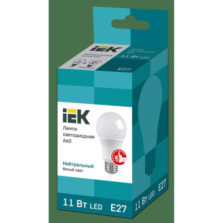 Лампа светодиодная IEK E27 11W 4000K матовая LLE-A60-11-230-40-E27