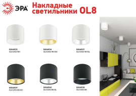 Накладной cветильник ЭРА OL8 GX53 BK/SL черный/серебро Б0048540