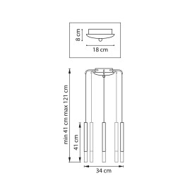 Комплект с подвесной люстрой Lightstar Tubo (574727+747147 (5шт) L5T747147