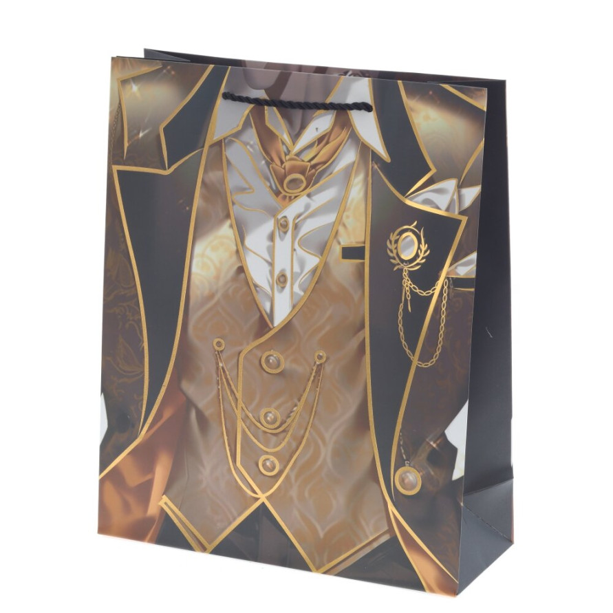 Пакет подарочный M (бумага 210г/м2, блок микс 12шт), L26 W10 H32 см, 4в.