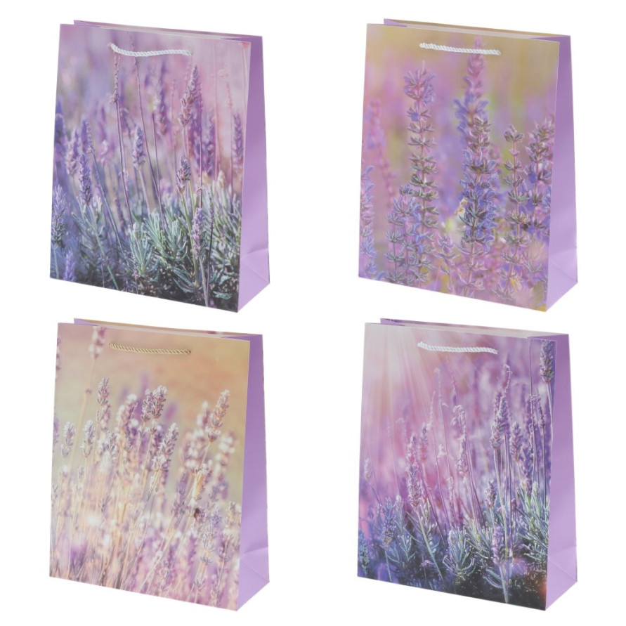 Пакет подарочный M (бумага 210г/м2, блок микс 12шт), L26 W10 H32 см, 4в.