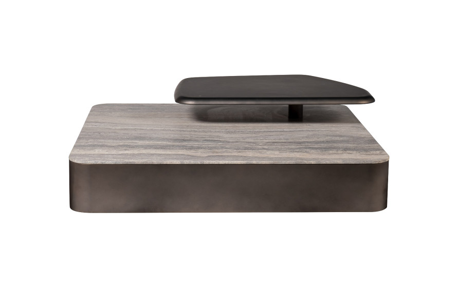 Стол журнальный квадратный мраморный с полкой