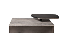 Стол журнальный квадратный мраморный с полкой