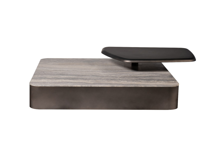 Стол журнальный квадратный мраморный с полкой