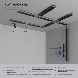 Соединитель четырёхсторонний для накладного шинопровода Elektrostandard Flat Magnetic 85003/00 черный a063738