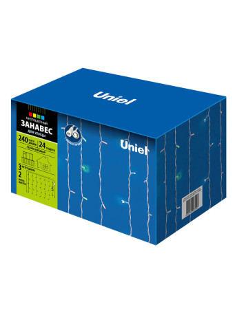 Уличная светодиодная гирлянда Uniel занавес 220V разноцветный ULD-C2030-240/TWK MULTI IP67 UL-00001359