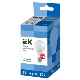 Лампа светодиодная IEK E27 11W 6500K матовая LLE-A60-11-230-65-E27