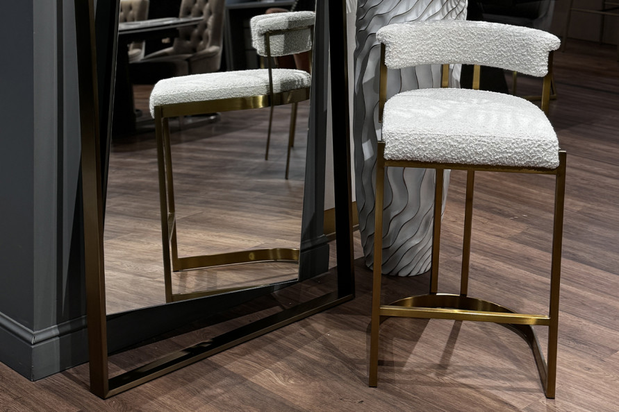 Стул барный букле бежевый/матовое золото