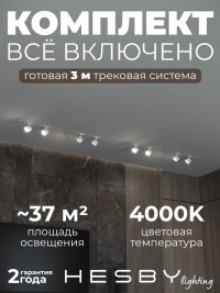 Встраиваемая однофазная трековая система Hesby Lighting Skylite №13 со светильниками HSBL_kompl_S013_VI3W4K
