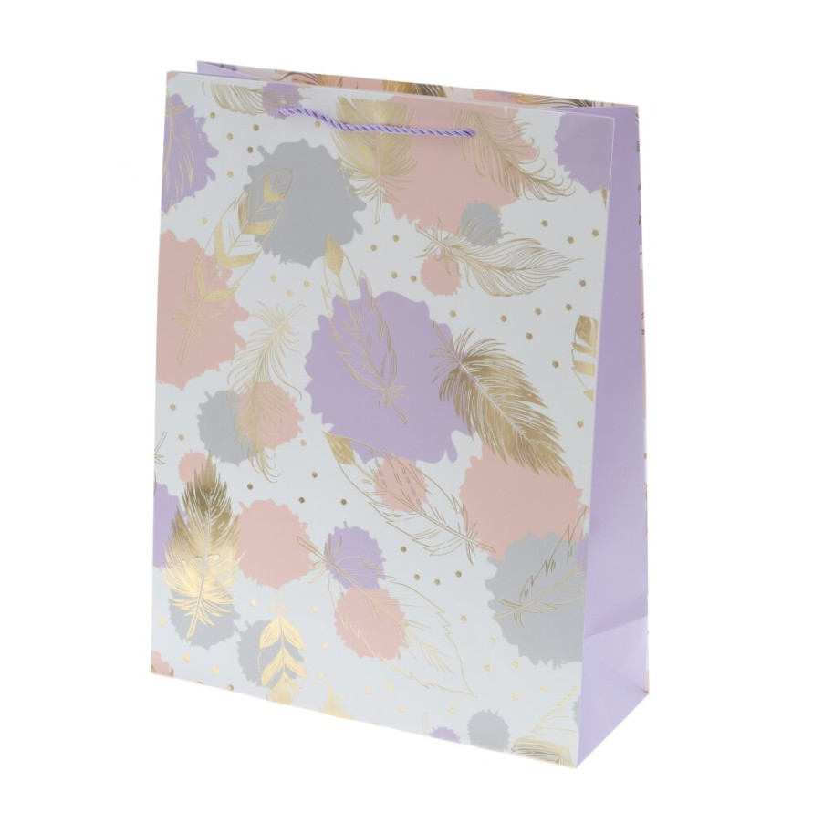 Пакет подарочный L (бумага 210г/м2, блок микс 12шт), L31 W12 H40 см, 4в.