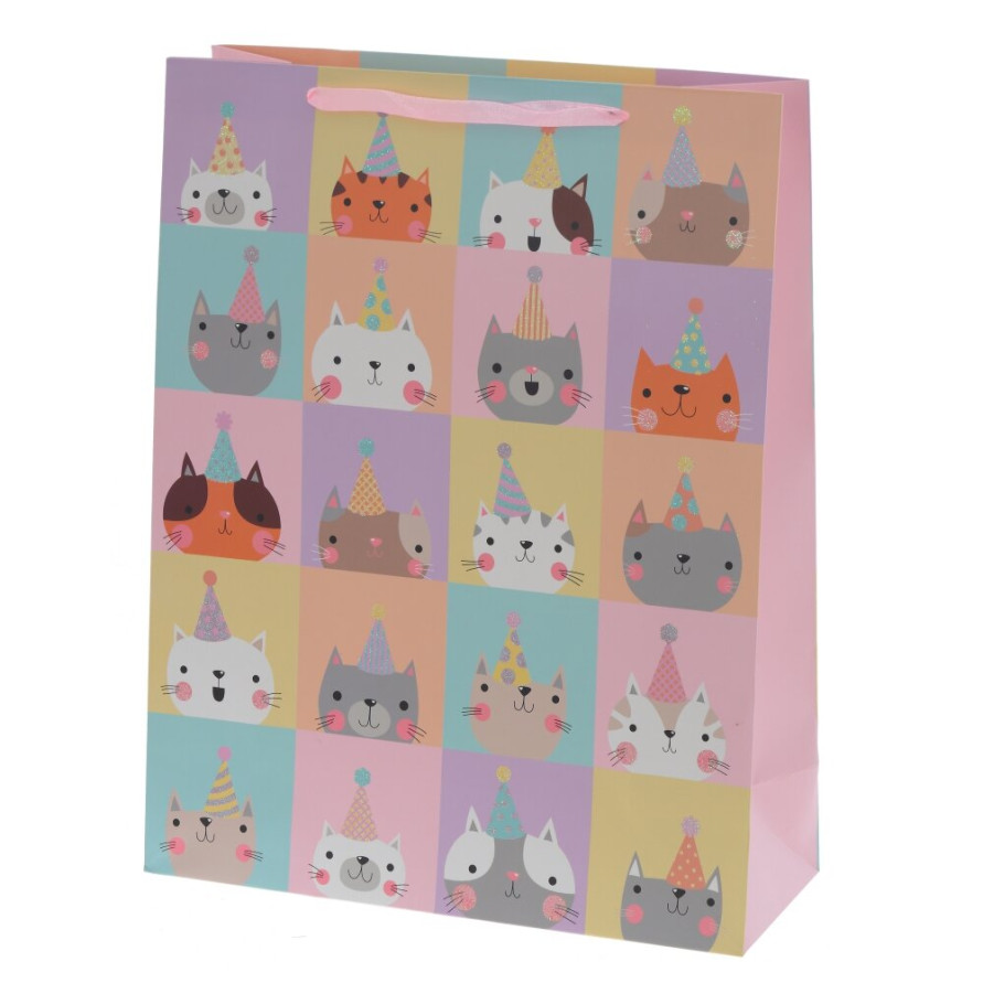 Пакет подарочный L (бумага 210г/м2, блок микс 12шт), L31 W12 H40 см, 4в.