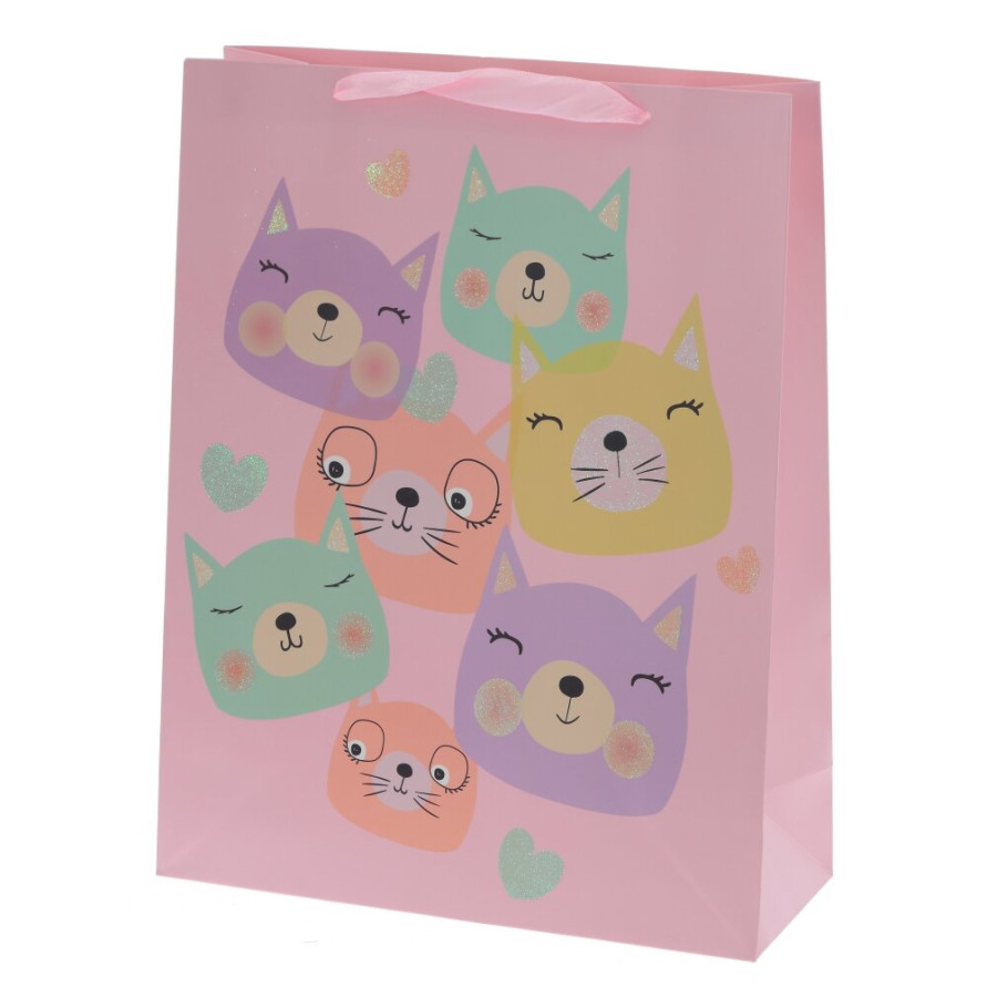 Пакет подарочный L (бумага 210г/м2, блок микс 12шт), L31 W12 H40 см, 4в.