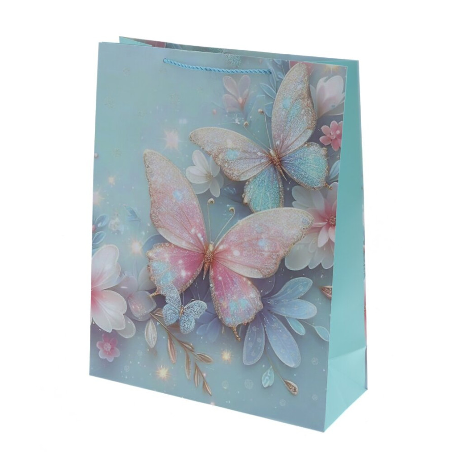 Пакет подарочный L (бумага 210г/м2, блок микс 12шт), L31 W12 H40 см, 4в.