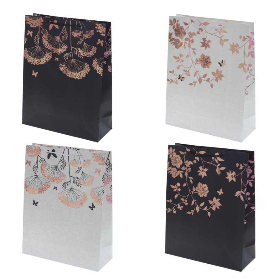 Пакет подарочный L (бумага 210г/м2, блок микс 12шт), L31 W12 H40 см, 4в.