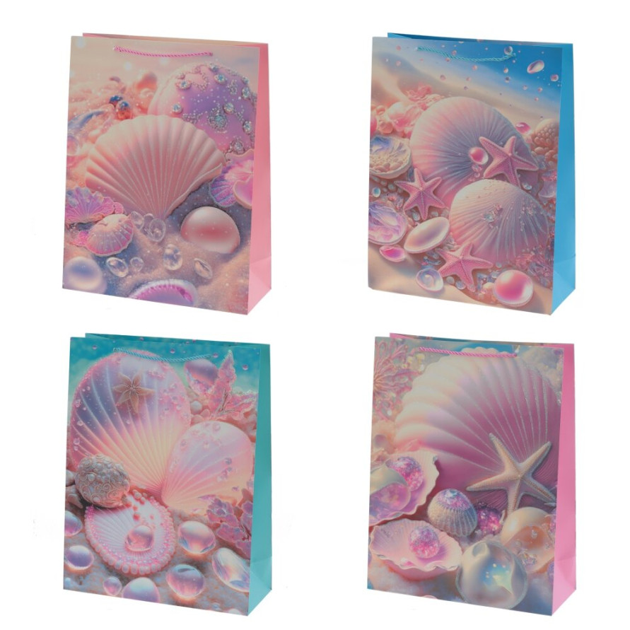 Пакет подарочный L (бумага 210г/м2, блок микс 12шт), L31 W12 H40 см, 4в.