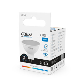 Лампа светодиодная Gauss GU5.3 5.5W 6500K матовая 13536
