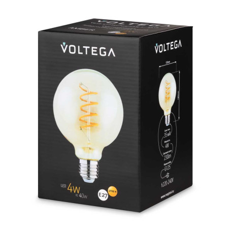 Лампа светодиодная филаментная Voltega 271 E27 4W 2700K янтарная 8518