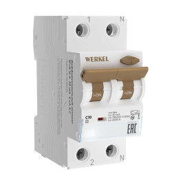 Дифференциальный автомат 1P+N 10 A 30 mА 6 kА C A Werkel W922P254 a062568
