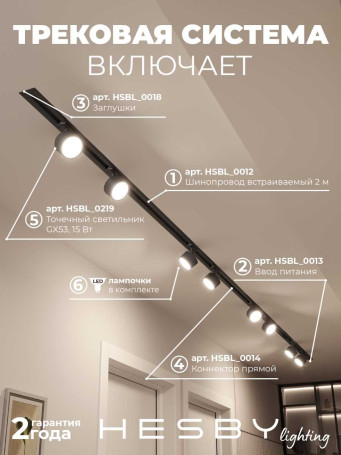 Встраиваемая однофазная трековая система Hesby Lighting Skylite №13 со светильниками HSBL_kompl_S013_VI4B3K