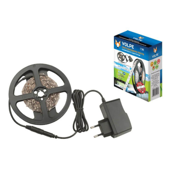 Светодиодная лента Volpe 9,6W/m 60LED/m 2835SMD холодный белый 2,5M ULS-Q321 2835-60LED/m-IP20-2.5M-DW RRP24C00 UL-00000594