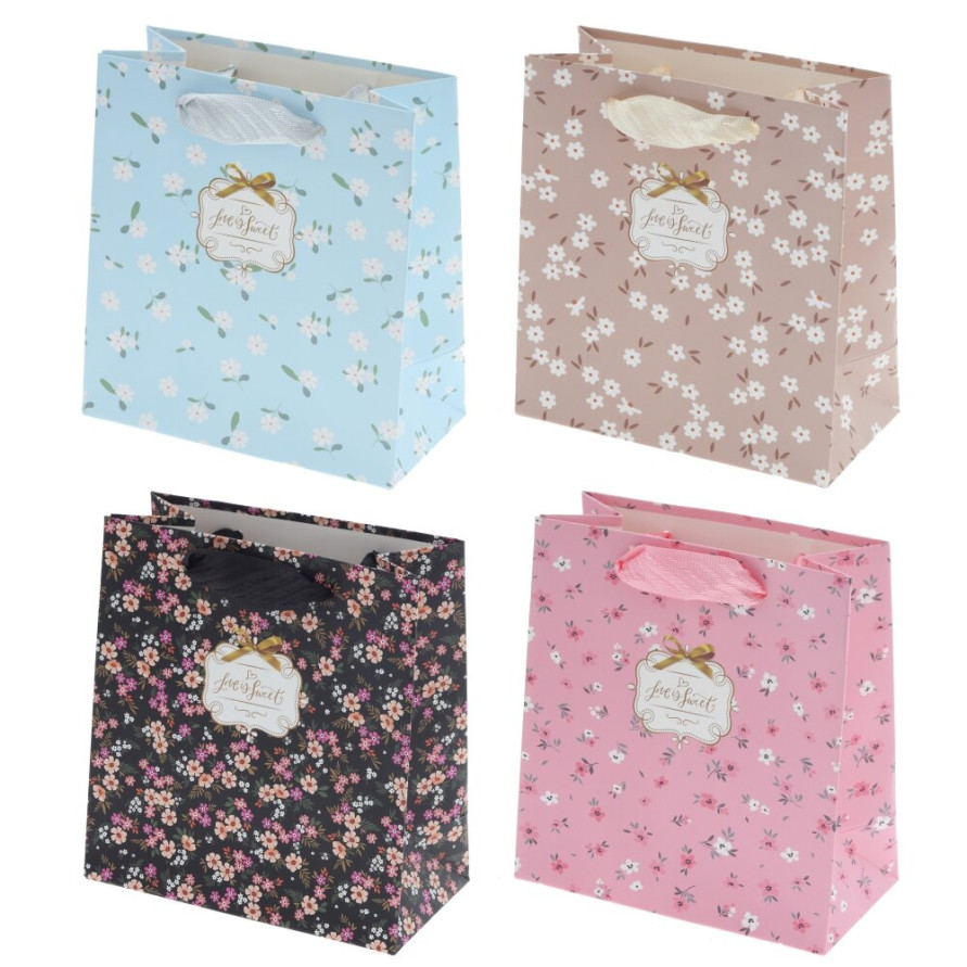 Пакет подарочный XS (бумага 230г/м2, блок микс 12шт), L14 W8 H15 см, 4в.