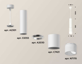 Комплект подвесного светильника Ambrella light Techno Spot XP7421020 SWH/FR белый песок/белый матовый (A2301, C6355, A2030, C7421, N7170)