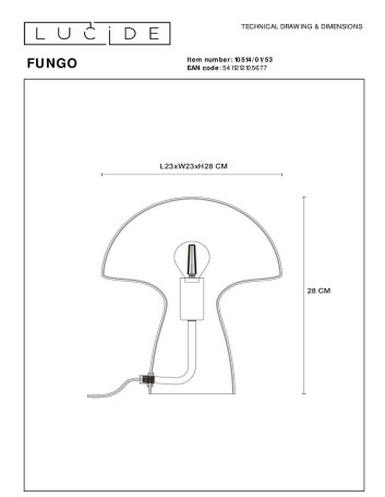 Настольная лампа Lucide Fungo 10514/01/53