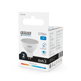 Лампа светодиодная Gauss GU5.3 7W 6500K матовая 13537