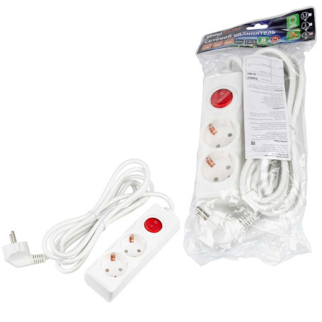 Удлинитель Uniel Ultra 2гн х 3м с/з S-GCU2-3B White UL-00010010