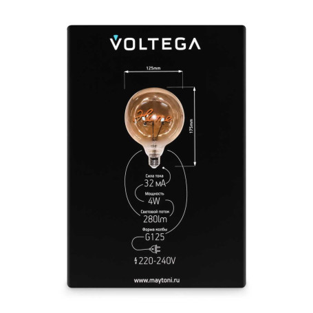 Лампа светодиодная филаментная Voltega 271 E27 4W 2700K янтарная 8524