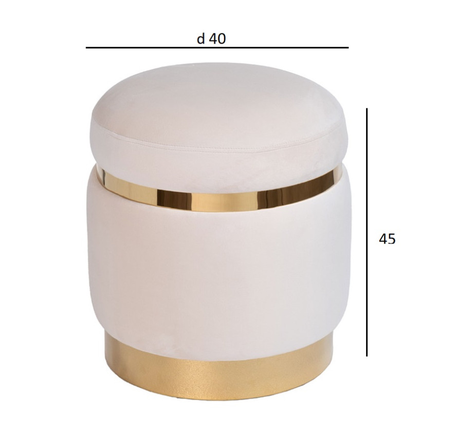 Пуф велюровый кремовый