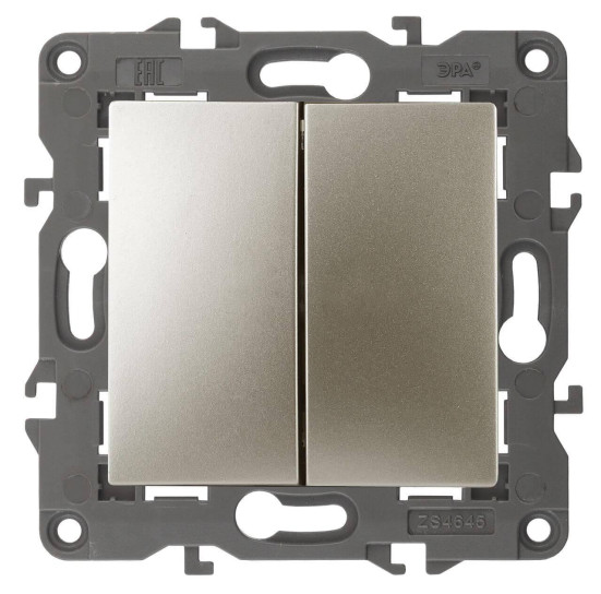 Переключатель двухклавишный ЭРА Elegance 10AX 250V 14-1106-04 Б0034246