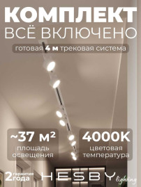 Встраиваемая однофазная трековая система Hesby Lighting Skylite №13 со светильниками HSBL_kompl_S013_VI4W4K