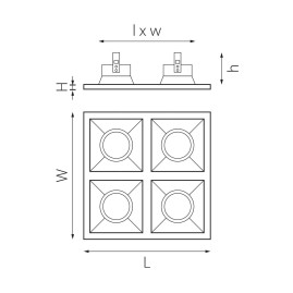Комплект из светильников и рамки Lightstar Domino Quadro (214546+214507+214506+214506+214506) D54607060606